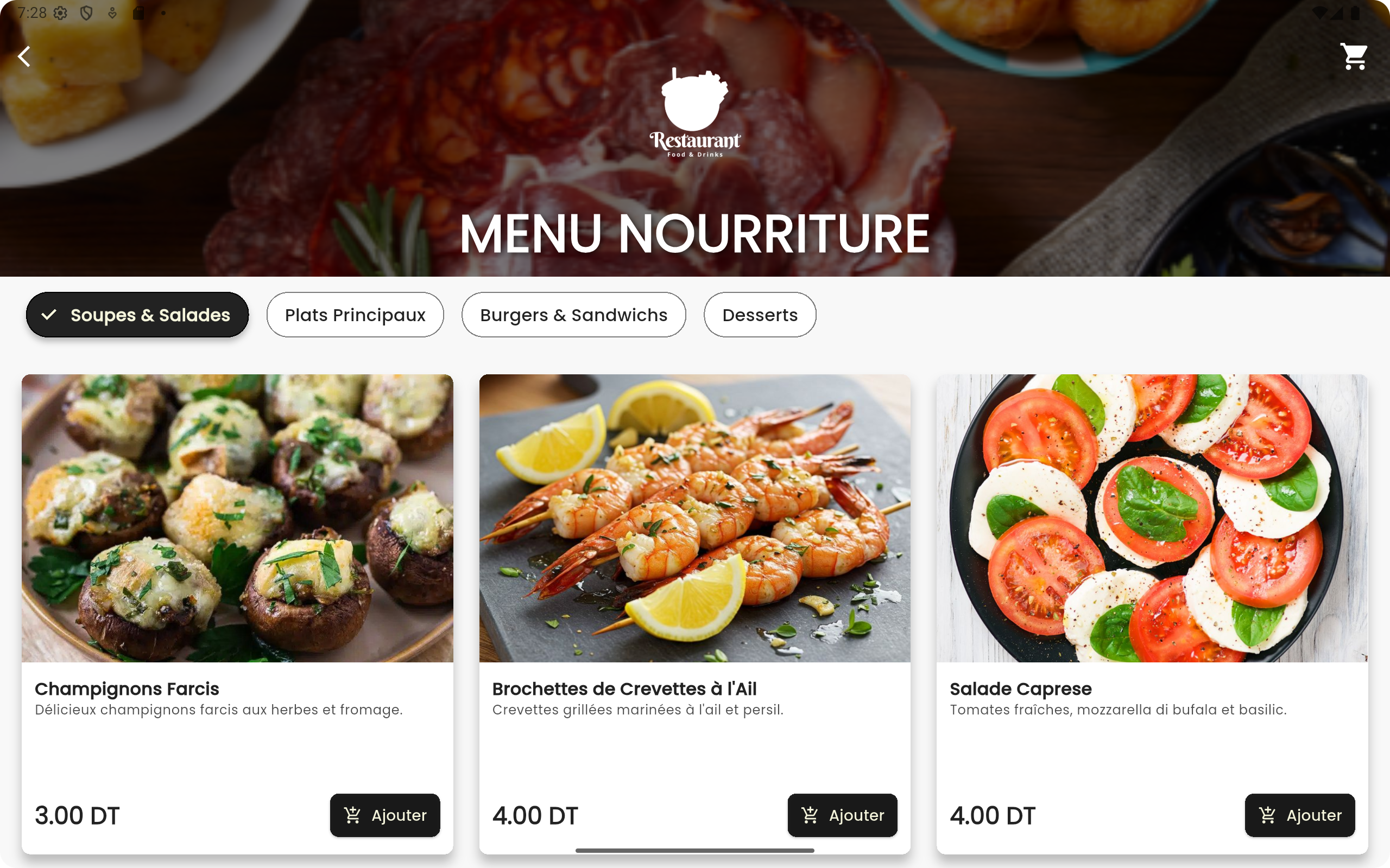 Menu Digital pour Restaurants & Cafés